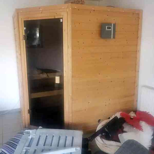 Finská sauna Karibu cca 200×160 cm včetně kamen
