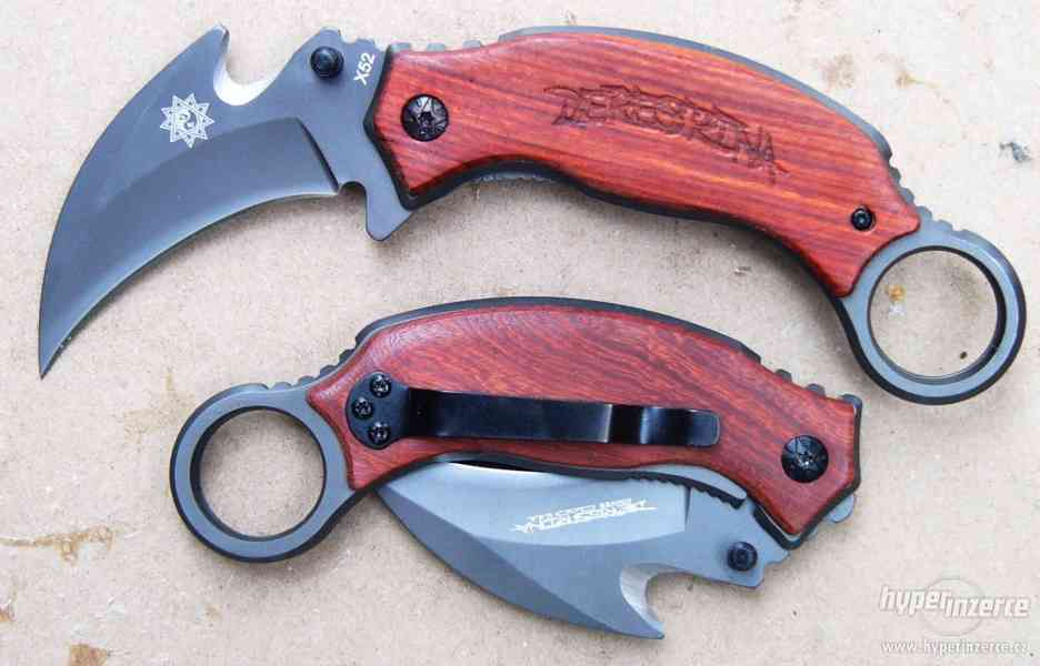 Nůž karambit zavírací DERESRINA - dřevěné střenky - foto 1