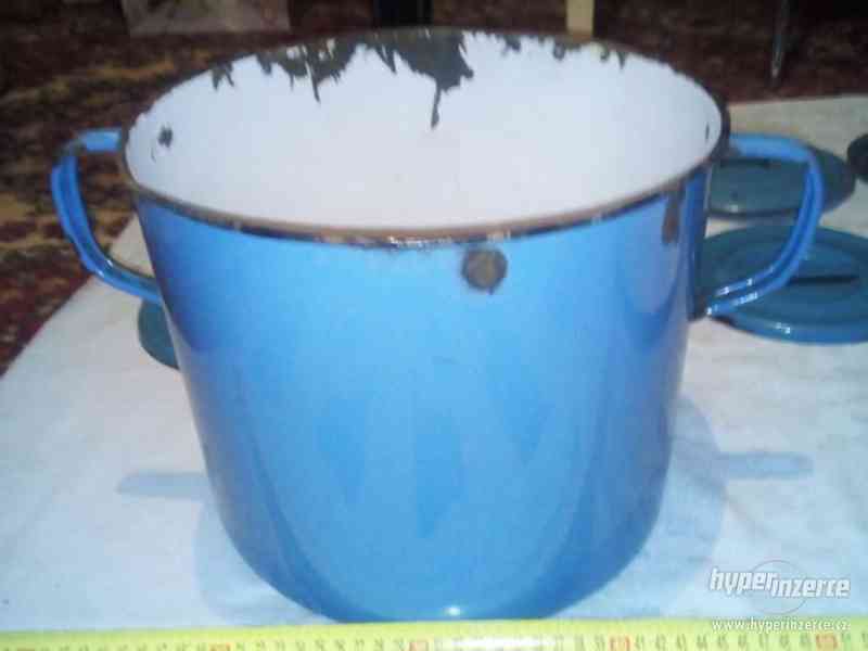 Staré modré smaltované nádobí - foto 2