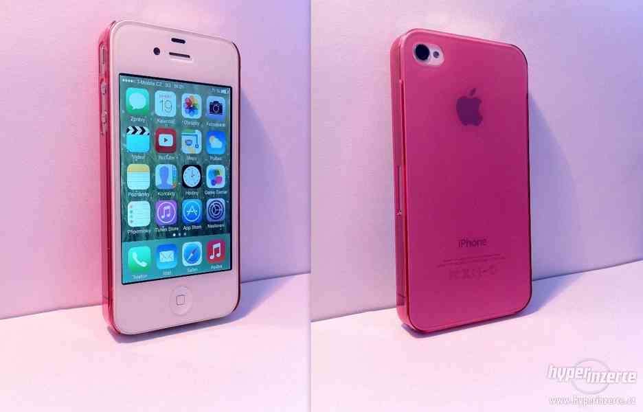 Plastový obal, kryt průhledný růžový na iPhone 4, 4S - foto 1