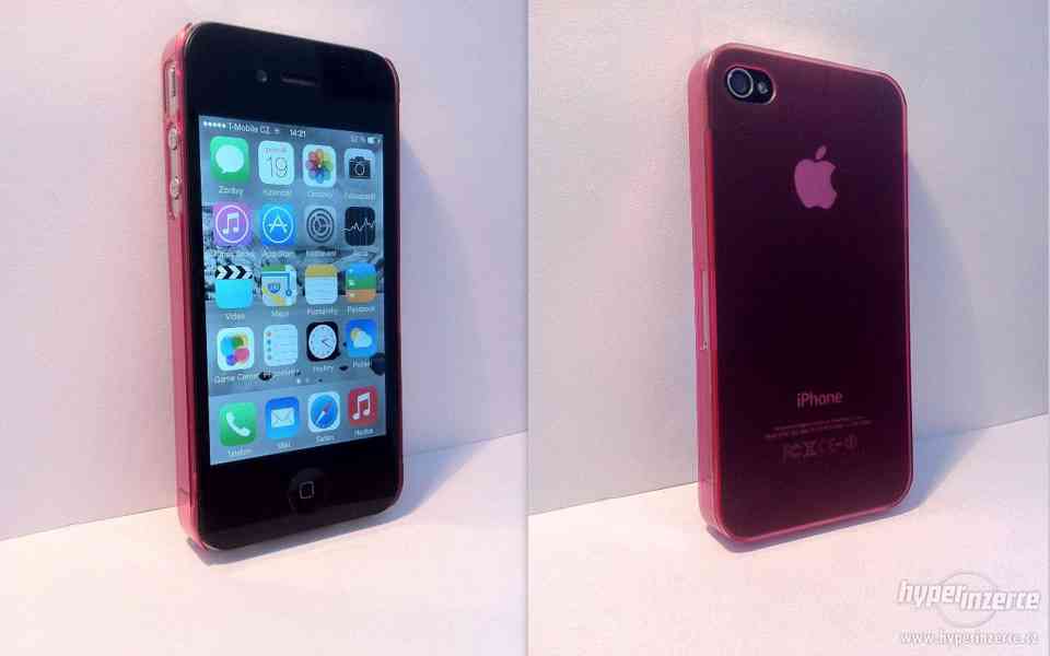Plastový obal, kryt průhledný růžový na iPhone 4, 4S - foto 2