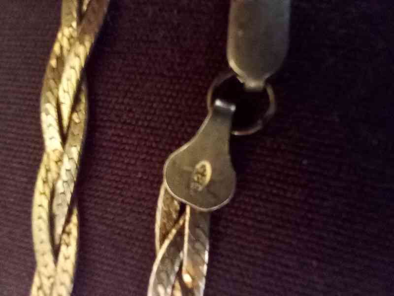 Náhrdelník cop - stříbrný zlacený - foto 2