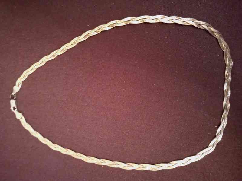 Náhrdelník cop - stříbrný zlacený - foto 4