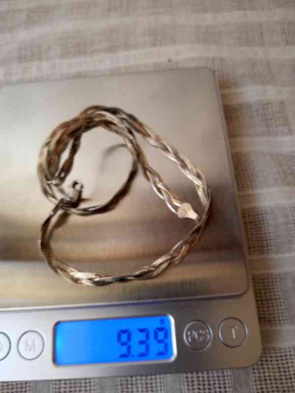 Náhrdelník cop - stříbrný zlacený - foto 3