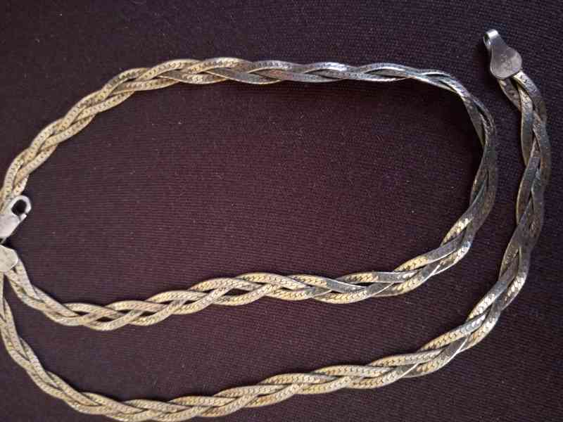 Náhrdelník cop - stříbrný zlacený