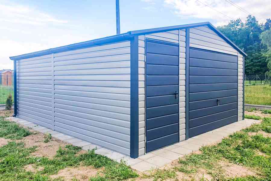 Plechova garáž 5x6m výklopná vrata - dveře - Antracit TS707 - foto 3