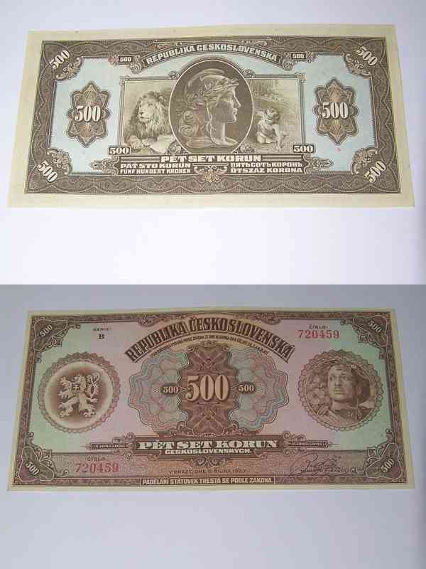 Kopie vzácných 1 republikových bankovek - Mucha - foto 1