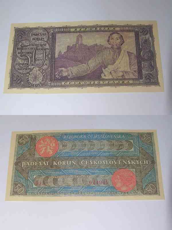 Kopie vzácných 1 republikových bankovek - Mucha - foto 3