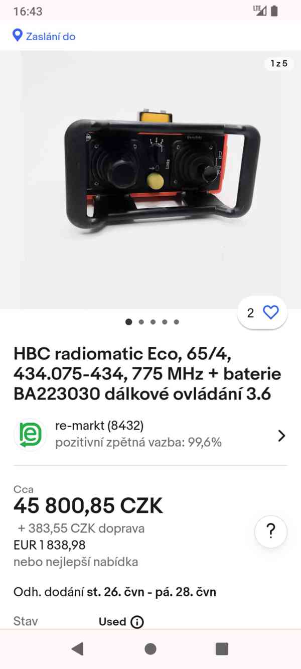 Použitý ovladač jeřábu ECO HBC Radiomatic 434MHz   - foto 10