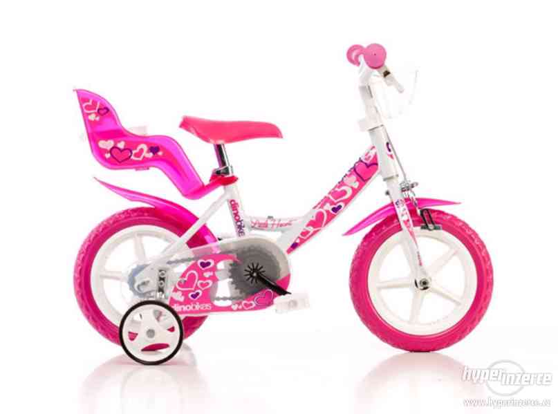12'' Dětské kolo růžová srdíčka s přídavnými kolečky - foto 1