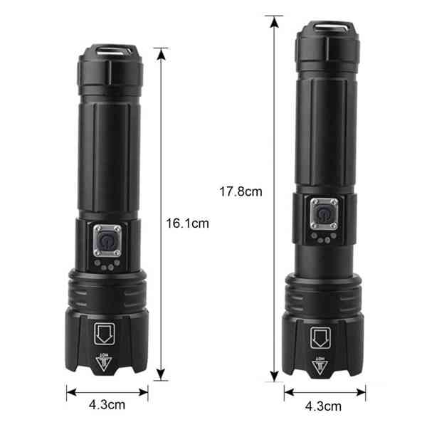 Dobíjecí taktická svítilna s vysokým světelným zdrojem - foto 2