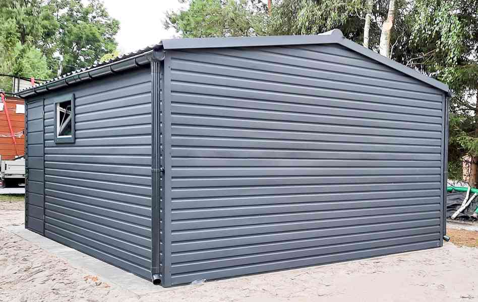 Plechová garáž 5x6m, sedlová střecha - výklopná vrata TS290 - foto 4