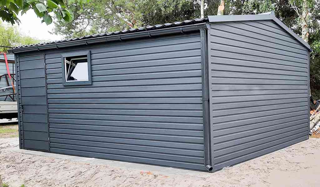 Plechová garáž 5x6m, sedlová střecha - výklopná vrata TS290 - foto 3