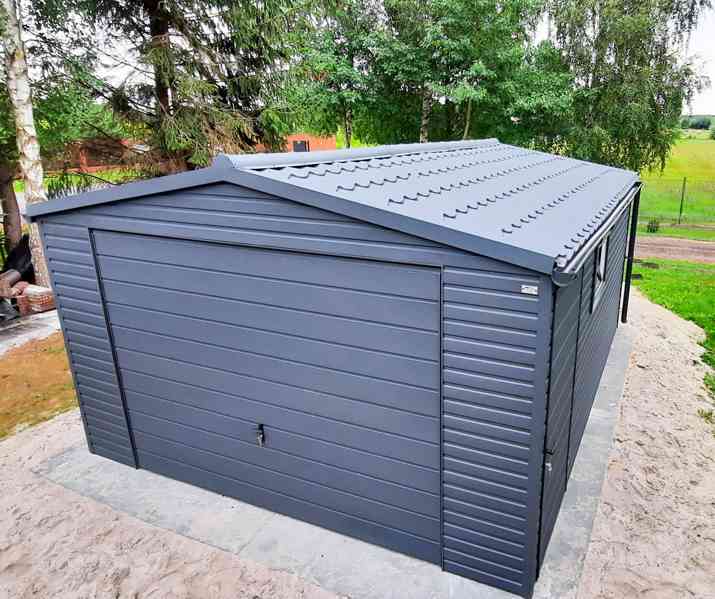 Plechová garáž 5x6m, sedlová střecha - výklopná vrata TS290 - foto 7