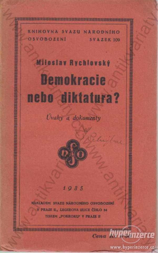 Demokracie nebo diktatura? M. Rychlovský 1935 - foto 1
