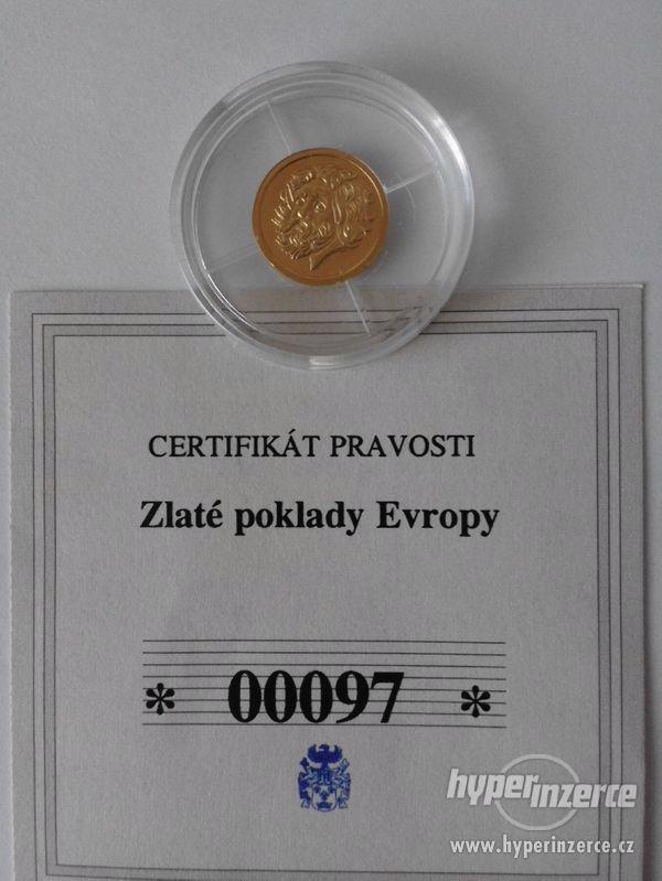 Zlatá mince Zlaté poklady Evropy-0,5 gr, 585Au - foto 1