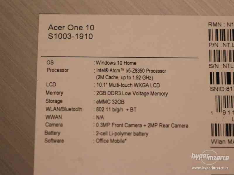 Tablet Acer One 10 - nový - foto 5