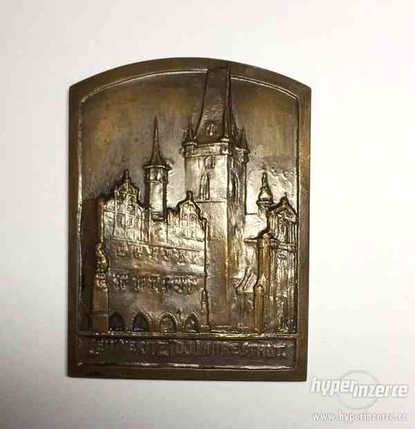 Litoměřice, bronz plaketa 700 let města, secesní - foto 2
