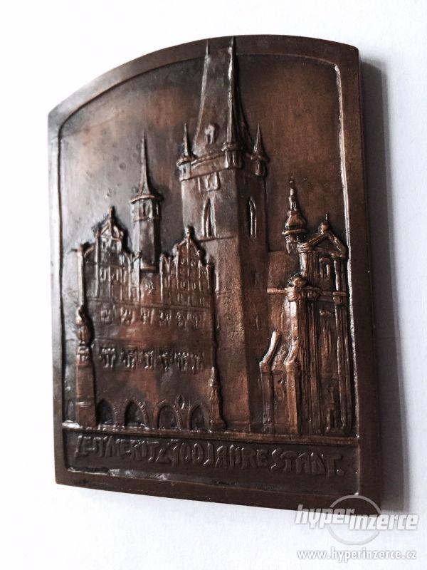 Litoměřice, bronz plaketa 700 let města, secesní - foto 4
