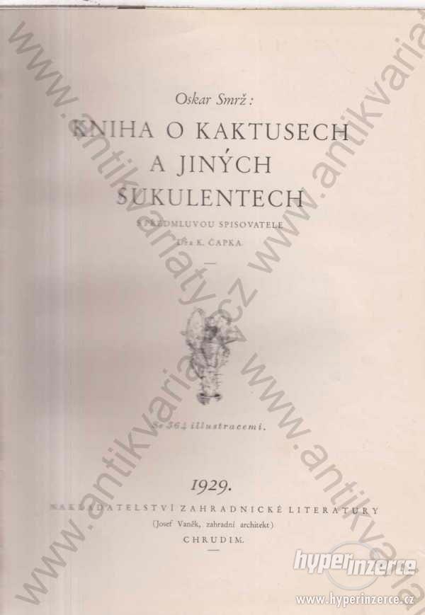 Kniha o kaktusech a jiných sukulentech O.Smrž 1929 - foto 1