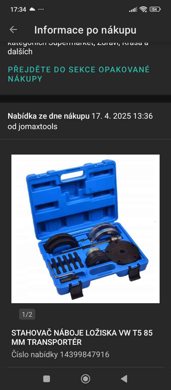Nová, nepoužitá Sada stahováku ložiska VW Transportér t5 - foto 1