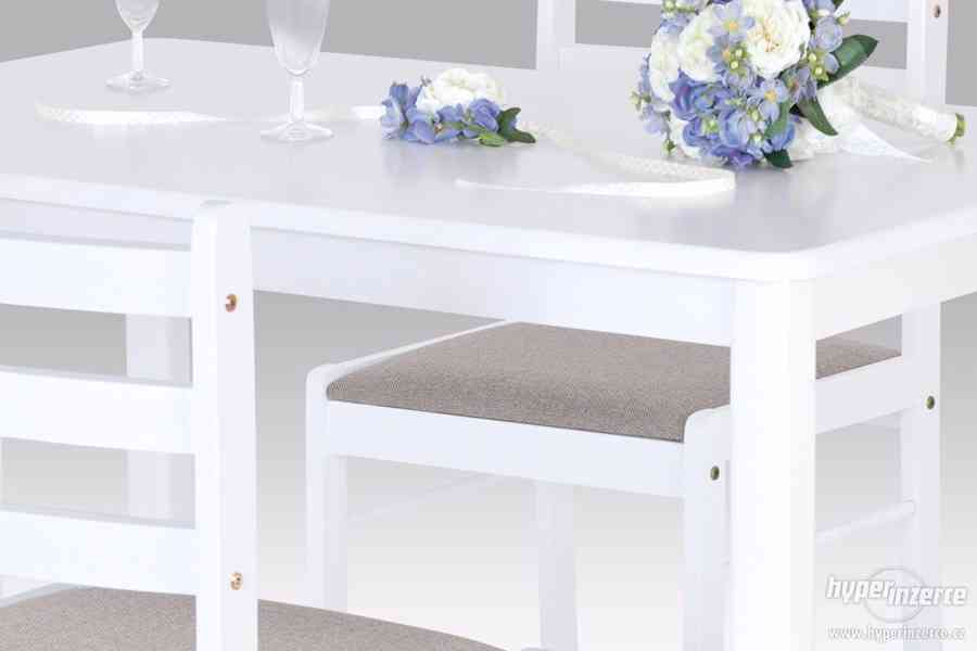 Jídelní stůl + 4 židle bílá - SET 4 + 1 - foto 2