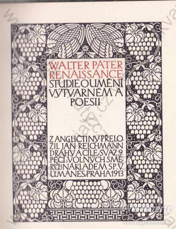 Renaissance Walter Pater Manes, Praha 1913 - foto 1