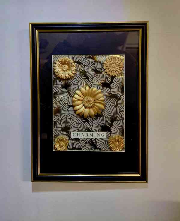 Originální 3D zlatý obraz s květy  - foto 2