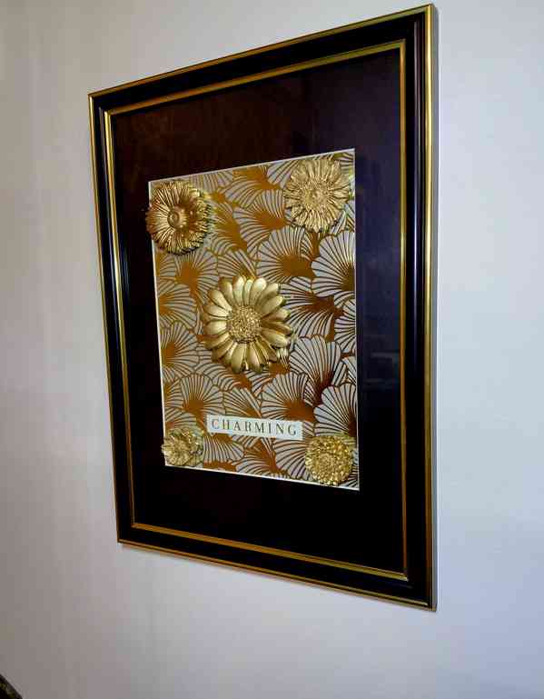 Originální 3D zlatý obraz s květy  - foto 3