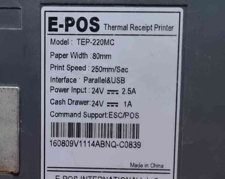 Pokladní termo tiskárna E-POS TEP 220 MC  - foto 5