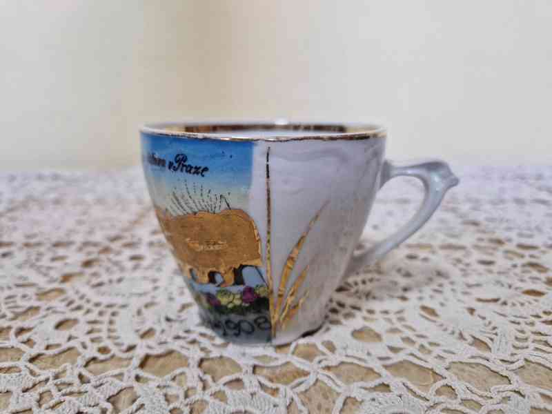 Vzácný starý ručně malovaný Hrnek Praha 1908 - foto 5