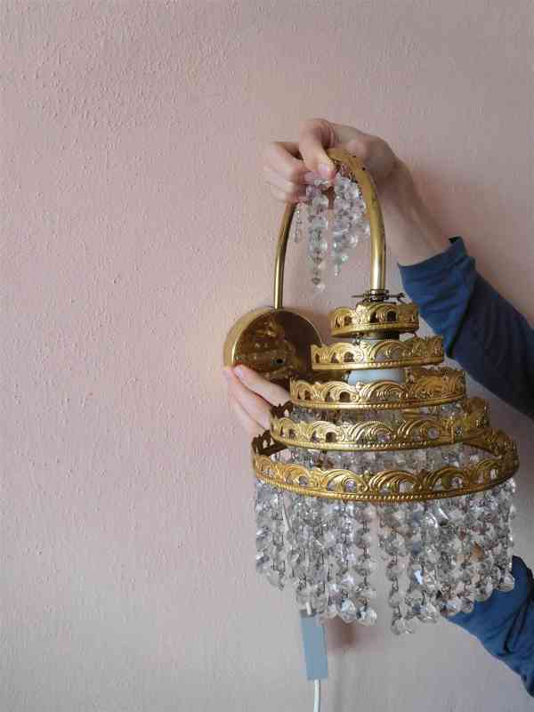 Křišťálový lustr pětiramenný, křišťálová lampa na zeď - foto 6