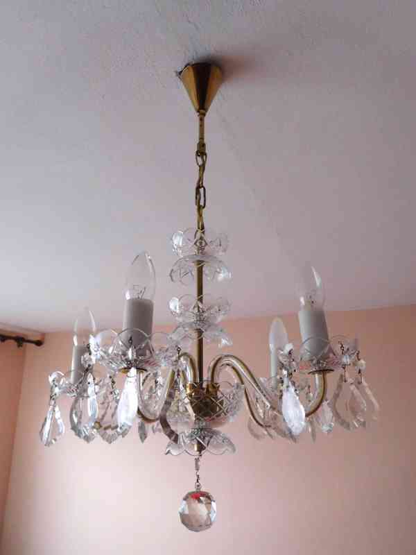 Křišťálový lustr pětiramenný, křišťálová lampa na zeď - foto 5