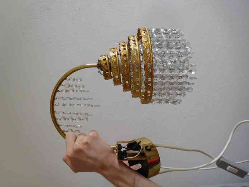 Křišťálový lustr pětiramenný, křišťálová lampa na zeď - foto 8