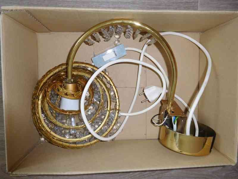 Křišťálový lustr pětiramenný, křišťálová lampa na zeď - foto 7