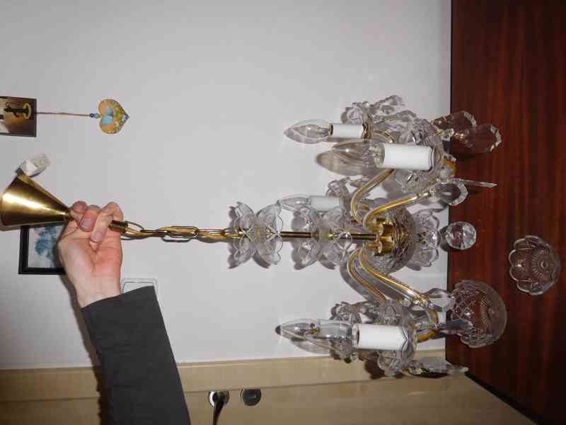 Křišťálový lustr pětiramenný, křišťálová lampa na zeď - foto 3