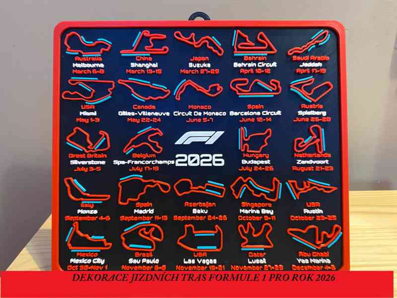 Mapa jízdních tras FORMULE 1 pro rok 2026