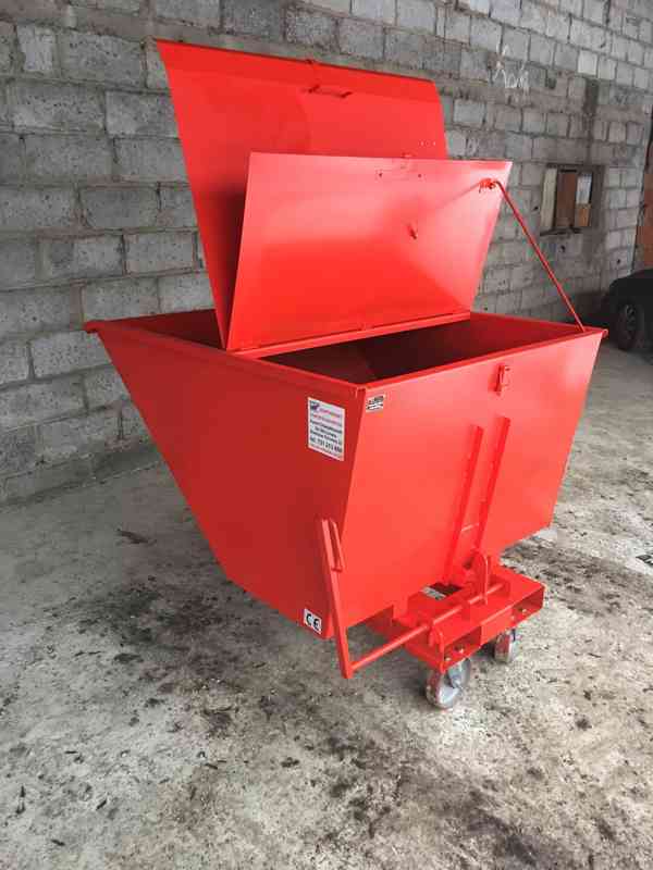 Odpadkový kontejner, kolébka, násypka, 1 m3 kontejner - foto 3