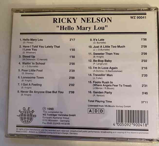 CD Ricky Nelson - Hello Mary Lou - foto 3