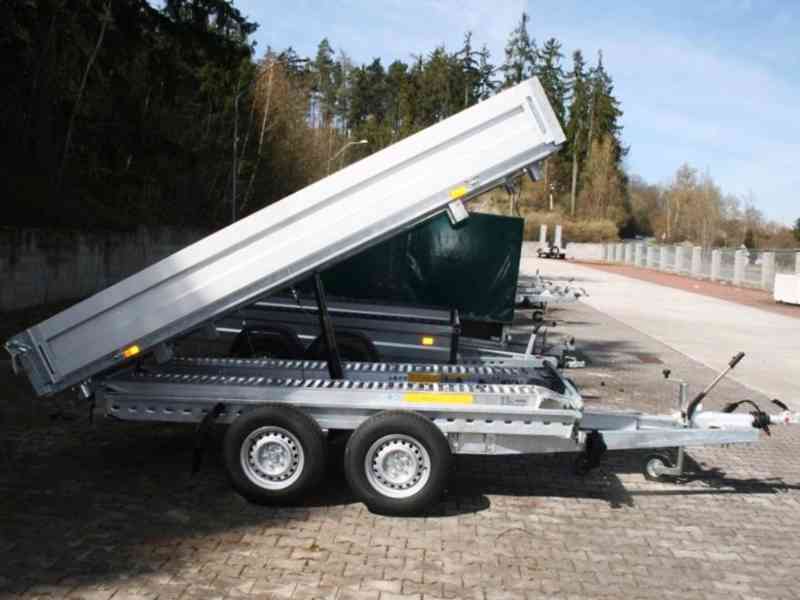 Nový 3500Kg hydraulicky sklopný vozík3-stranný,3,30x1,76,DPH - foto 4