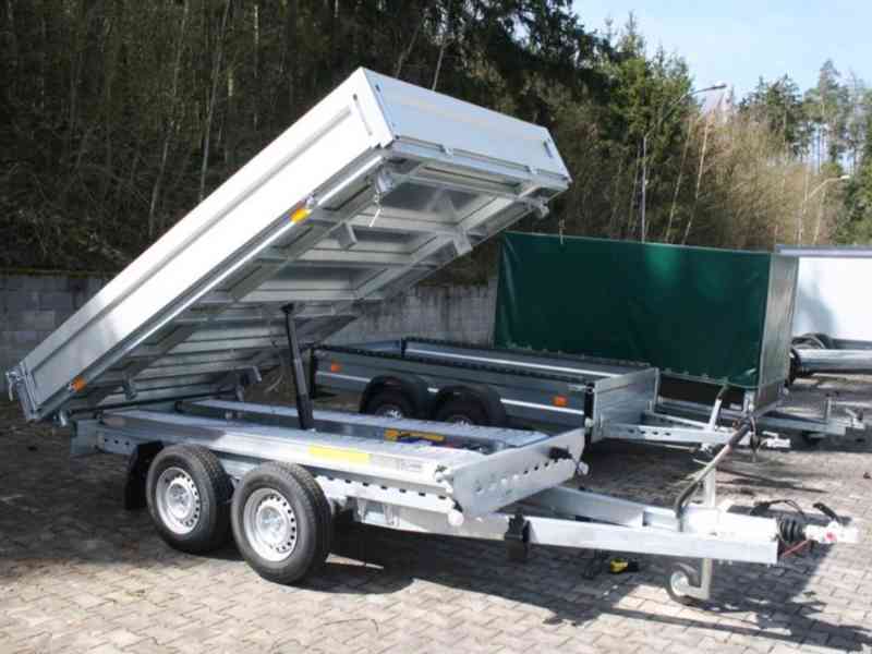 Nový 3500Kg hydraulicky sklopný vozík3-stranný,3,30x1,76,DPH - foto 2