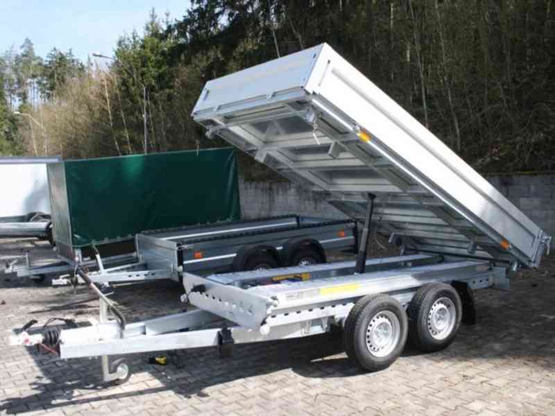 Nový 3500Kg hydraulicky sklopný vozík3-stranný,3,30x1,76,DPH - foto 11