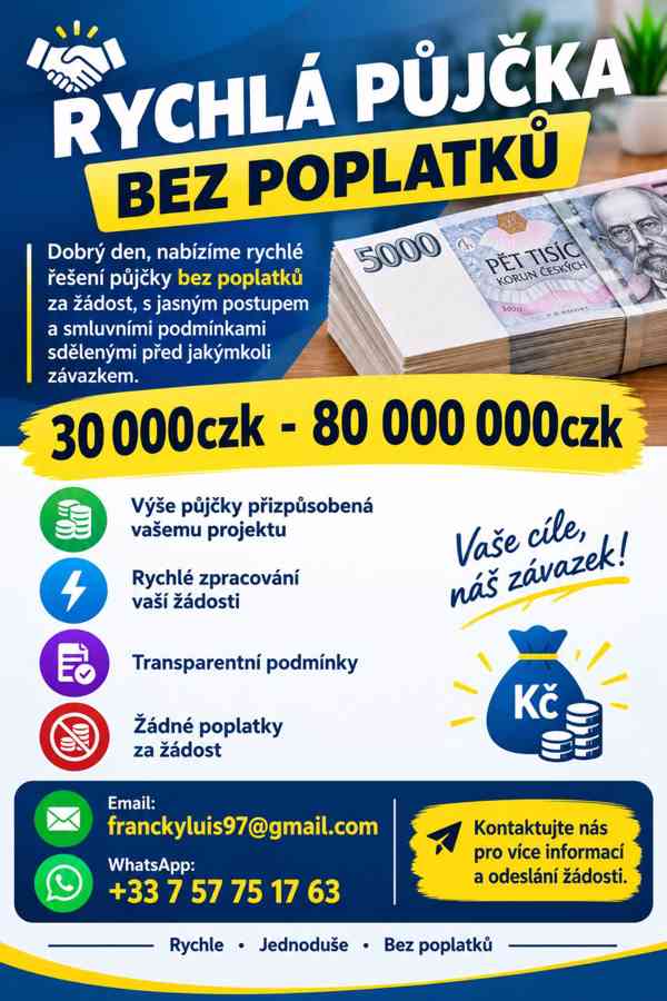 RYCHLÁ PŮJČKA BEZ POPLATKŮ - foto 1