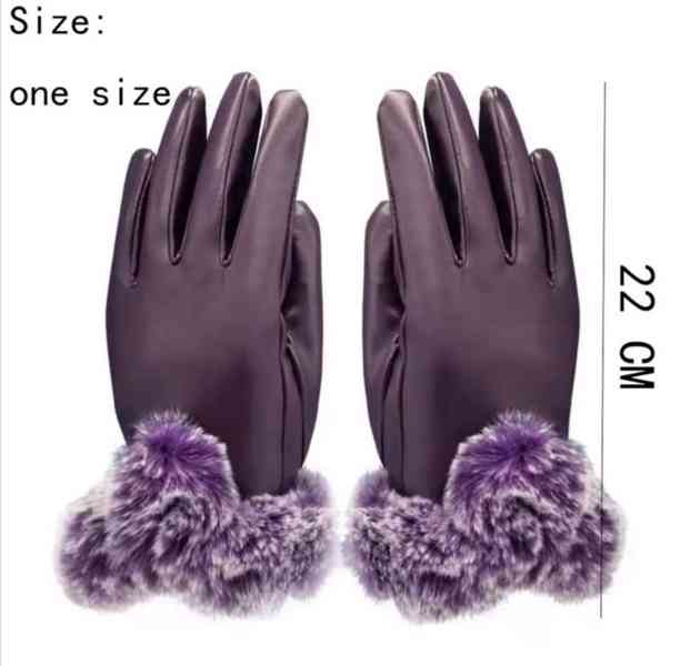 Zimní dámské rukavice s kožíškem - foto 3