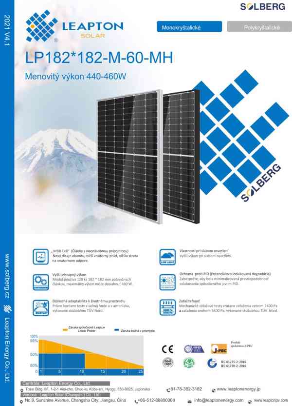 Fotovoltaické solární panely Leapton 460Wp - foto 4
