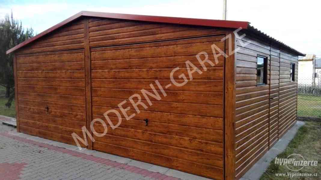Plechová garáž s imitací dřeva 6x5m. - foto 4
