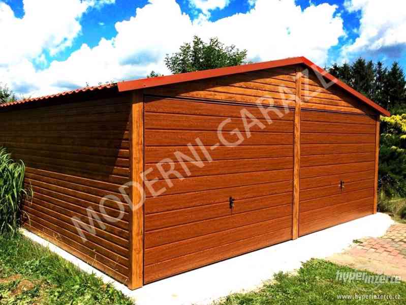 Plechová garáž s imitací dřeva 6x5m. - foto 6