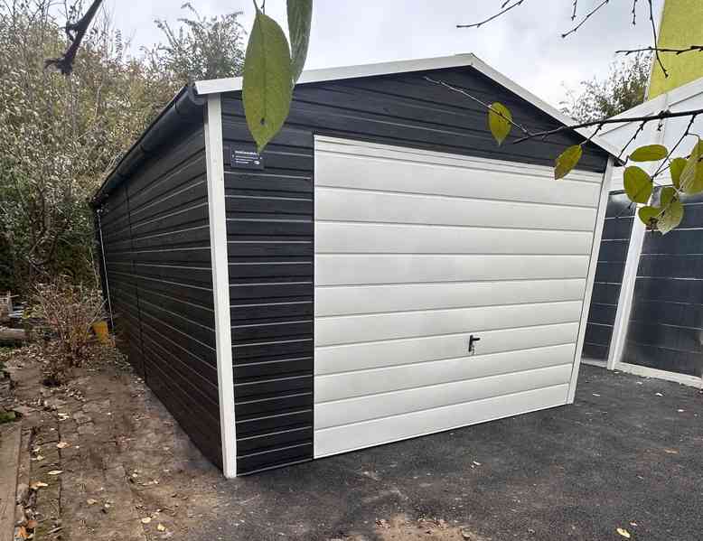 Plechova garáž 3,5x5m výklopná vrata -  dveře - TS1007 - foto 3