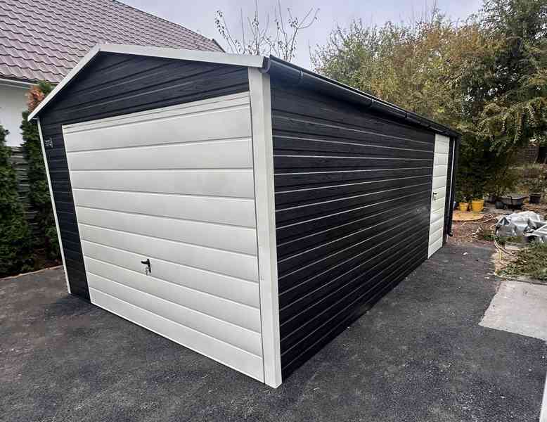 Plechova garáž 3,5x5m výklopná vrata -  dveře - TS1007 - foto 2