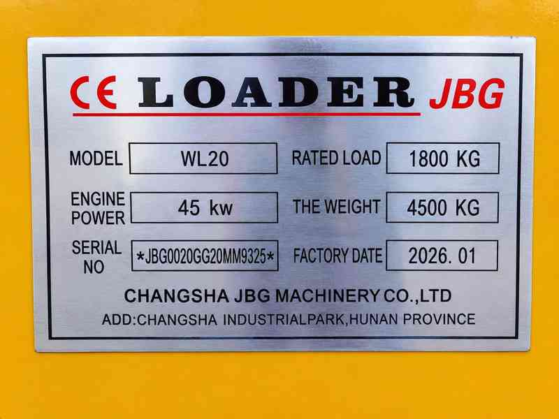 Kolový nakladač JBG WL20 4×4, 45 kW, 1 800 kg - foto 5
